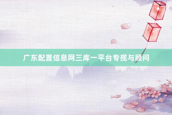 广东配置信息网三库一平台专揽与顾问